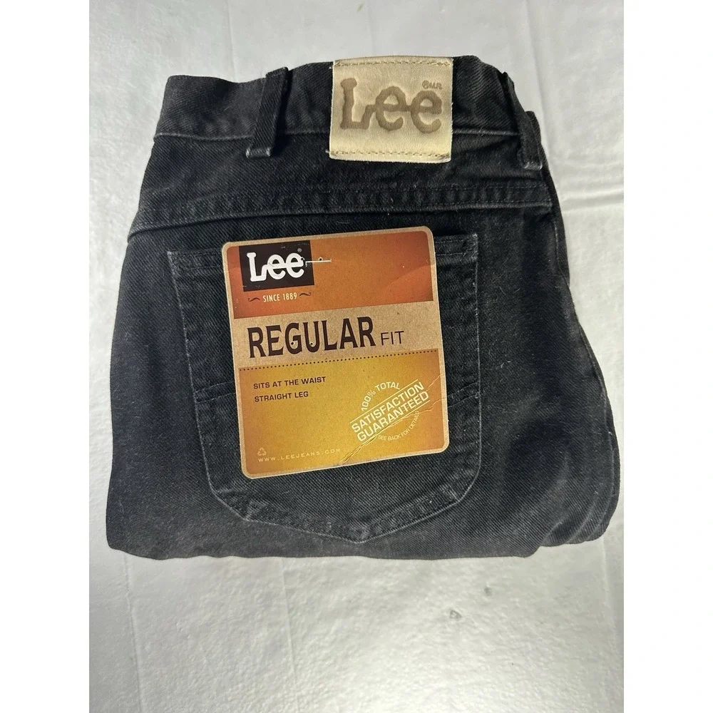 NWT Lee Mens Black Regular Fit Straight Leg Jeans Size 38x30 Vintage Deadstock